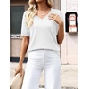 Zeagoo Womens Short Sleeve Sweaters Summer V Neck Business Casual Knit Tops(White)