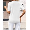 Zeagoo Womens Short Sleeve Sweaters Summer V Neck Business Casual Knit Tops(White)