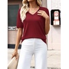 Zeagoo Womens Short Sleeve Sweaters Summer V Neck Business Casual Knit Tops(Wine Red)