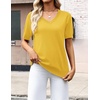 Zeagoo Womens Short Sleeve Sweaters Summer V Neck Business Casual Knit Tops(Yellow)