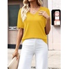 Zeagoo Womens Short Sleeve Sweaters Summer V Neck Business Casual Knit Tops(Yellow)
