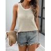 Zeagoo Womens Summer Crochet Sweater Tank Tops Hollow Sleeveless Tops(Beige)