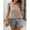 Zeagoo Womens Summer Crochet Sweater Tank Tops Hollow Sleeveless Tops(Khaki)