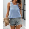 Zeagoo Womens Summer Crochet Sweater Tank Tops Hollow Sleeveless Tops(Light Blue)