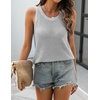 Zeagoo Womens Summer Crochet Sweater Tank Tops Hollow Sleeveless Tops(Light Grey)