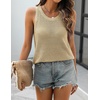 Zeagoo Womens Summer Crochet Sweater Tank Tops Hollow Sleeveless Tops(Light Khaki)