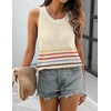 Zeagoo Womens Summer Crochet Sweater Tank Tops Hollow Sleeveless Tops(Tw231- Colorful Stripe)