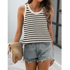 Zeagoo Womens Summer Crochet Sweater Tank Tops Hollow Sleeveless Tops(Tw467- Stripe Beige)