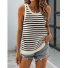 Zeagoo Womens Summer Crochet Sweater Tank Tops Hollow Sleeveless Tops(Tw467- Stripe Beige)