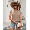 Zeagoo Womens Summer Crochet Tops Cap Sleeve Hollow Pullover Sweater Vest(A-khaki)
