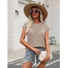 Zeagoo Womens Summer Crochet Tops Cap Sleeve Hollow Pullover Sweater Vest(Beige)