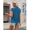 Zeagoo Womens Summer Crochet Tops Cap Sleeve Hollow Pullover Sweater Vest(Lake Blue)