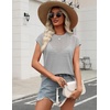 Zeagoo Womens Summer Crochet Tops Cap Sleeve Hollow Pullover Sweater Vest(Light Grey)