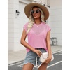 Zeagoo Womens Summer Crochet Tops Cap Sleeve Hollow Pullover Sweater Vest(Pink)