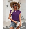 Zeagoo Womens Summer Crochet Tops Cap Sleeve Hollow Pullover Sweater Vest(Purple)