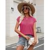 Zeagoo Womens Summer Crochet Tops Cap Sleeve Hollow Pullover Sweater Vest(Rose Red)