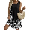 Zeagoo Womens Summer Dress 2026 Sleeveless Casual A-Line Tshirt Sundresses(01-black Floral)