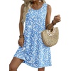 Zeagoo Womens Summer Dress 2026 Sleeveless Casual A-Line Tshirt Sundresses(02-blue Floral)