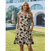 Zeagoo Womens Summer Dress 2026 Sleeveless Casual A-Line Tshirt Sundresses(Beige Black Print)