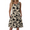 Zeagoo Womens Summer Dress 2026 Sleeveless Casual A-Line Tshirt Sundresses(Beige Black Print)