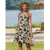 Zeagoo Womens Summer Dress 2026 Sleeveless Casual A-Line Tshirt Sundresses(Beige Black Print)