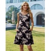 Zeagoo Womens Summer Dress 2026 Sleeveless Casual A-Line Tshirt Sundresses(Black Leaf)