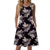 Zeagoo Womens Summer Dress 2026 Sleeveless Casual A-Line Tshirt Sundresses(Black Leaf)