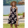 Zeagoo Womens Summer Dress 2026 Sleeveless Casual A-Line Tshirt Sundresses(Black Leaf)