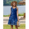 Zeagoo Womens Summer Dress 2026 Sleeveless Casual A-Line Tshirt Sundresses(Blue Ethnic)