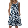 Zeagoo Womens Summer Dress 2026 Sleeveless Casual A-Line Tshirt Sundresses(Blue Leaf Print)