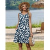 Zeagoo Womens Summer Dress 2026 Sleeveless Casual A-Line Tshirt Sundresses(Blue Leaf Print)