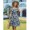 Zeagoo Womens Summer Dress 2026 Sleeveless Casual A-Line Tshirt Sundresses(Blue Leaf Print)