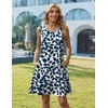 Zeagoo Womens Summer Dress 2026 Sleeveless Casual A-Line Tshirt Sundresses(Blue Leaf Print)