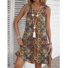 Zeagoo Womens Summer Dress 2026 Sleeveless Casual A-Line Tshirt Sundresses(Ethnic Print)