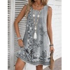 Zeagoo Womens Summer Dress 2026 Sleeveless Casual A-Line Tshirt Sundresses(Grey Print)
