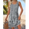 Zeagoo Womens Summer Dress 2026 Sleeveless Casual A-Line Tshirt Sundresses(Grey Print)