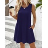 Zeagoo Womens Summer Dress 2026 Sleeveless Casual A-Line Tshirt Sundresses(Navy Blue)