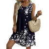 Zeagoo Womens Summer Dress 2026 Sleeveless Casual A-Line Tshirt Sundresses(Navy Blue Floral)