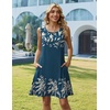 Zeagoo Womens Summer Dress 2026 Sleeveless Casual A-Line Tshirt Sundresses(Navy Blue Print)