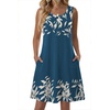 Zeagoo Womens Summer Dress 2026 Sleeveless Casual A-Line Tshirt Sundresses(Navy Blue Print)
