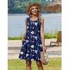 Zeagoo Womens Summer Dress 2026 Sleeveless Casual A-Line Tshirt Sundresses(Navy Print(bf318))