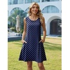 Zeagoo Womens Summer Dress 2026 Sleeveless Casual A-Line Tshirt Sundresses(Navy Round Dot)