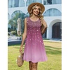 Zeagoo Womens Summer Dress 2026 Sleeveless Casual A-Line Tshirt Sundresses(Purple Print)