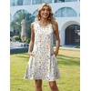 Zeagoo Womens Summer Dress 2026 Sleeveless Casual A-Line Tshirt Sundresses(White Floral)