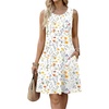 Zeagoo Womens Summer Dress 2026 Sleeveless Casual A-Line Tshirt Sundresses(White Floral)