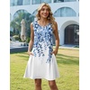 Zeagoo Womens Summer Dress 2026 Sleeveless Casual A-Line Tshirt Sundresses(White Leaf Print)