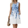 Zeagoo Womens Summer Dress 2026 Sleeveless Casual A-Line Tshirt Sundresses(White Leaf Print)