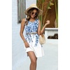 Zeagoo Womens Summer Dress 2026 Sleeveless Casual A-Line Tshirt Sundresses(White Leaf Print)