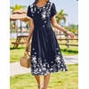 Zeagoo Womens Summer Dresses Casual Aline Midi Dress Short Sleeve Floral Tshirt Dress Flowy Beach Sundresses with Pockets(01-navy Blue Floral)