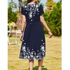 Zeagoo Womens Summer Dresses Casual Aline Midi Dress Short Sleeve Floral Tshirt Dress Flowy Beach Sundresses with Pockets(01-navy Blue Floral)